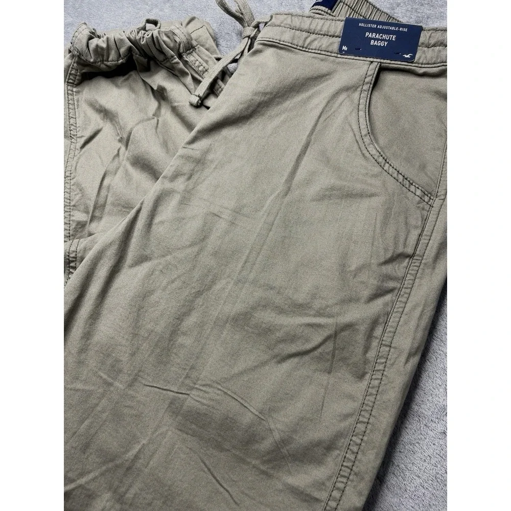 Hollister Adjustable Rise‎ Parachute Baggy Pants Mens Medium Olive Green NEW